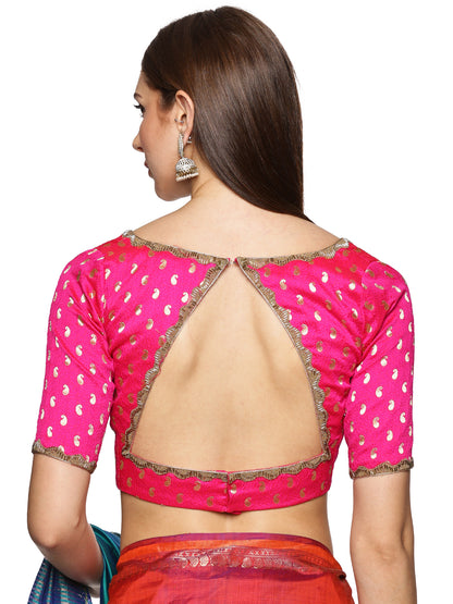 Rani pink Plunge neck padded Blouse
