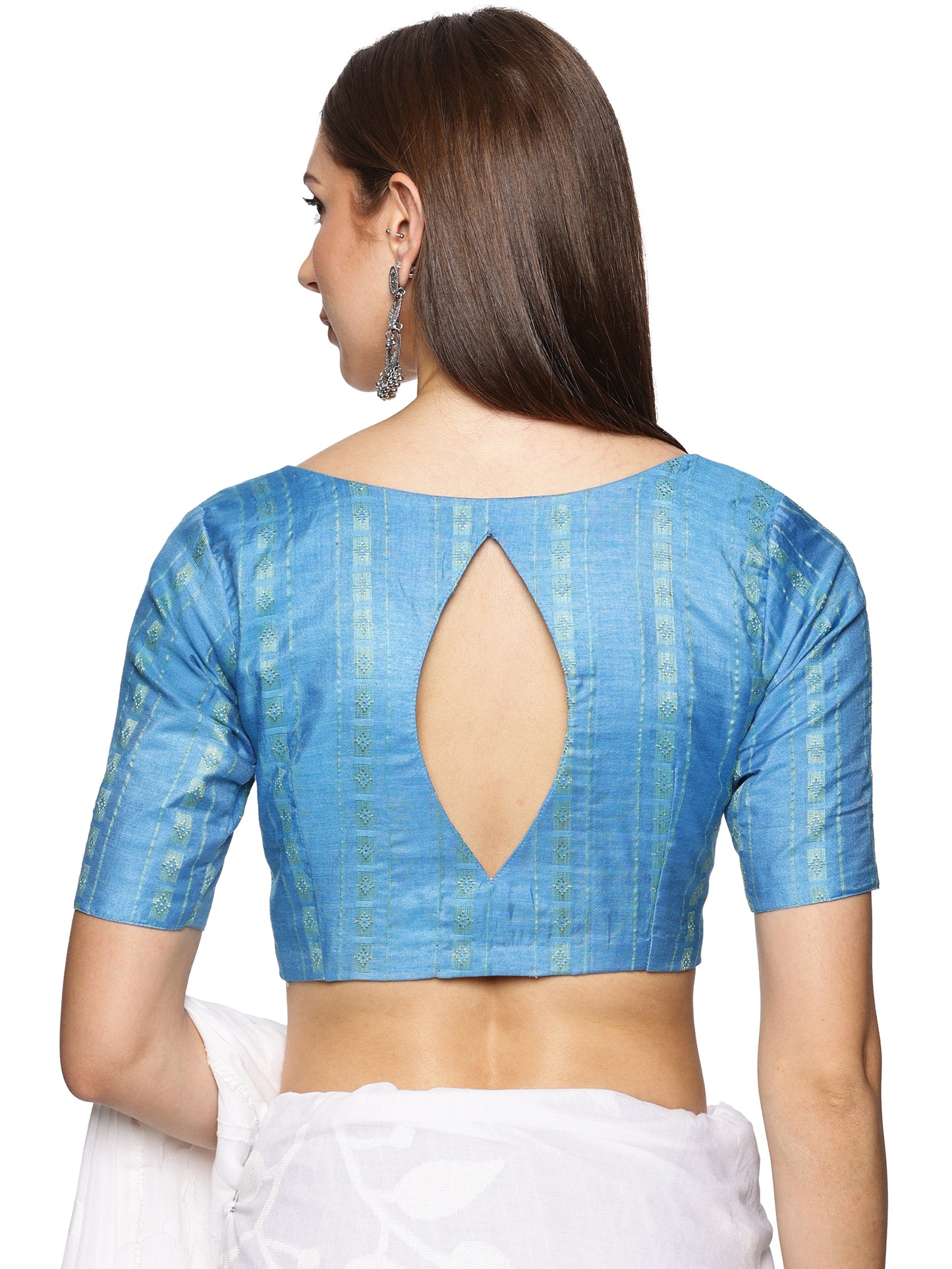 Blue slub katan silk designer Blouse