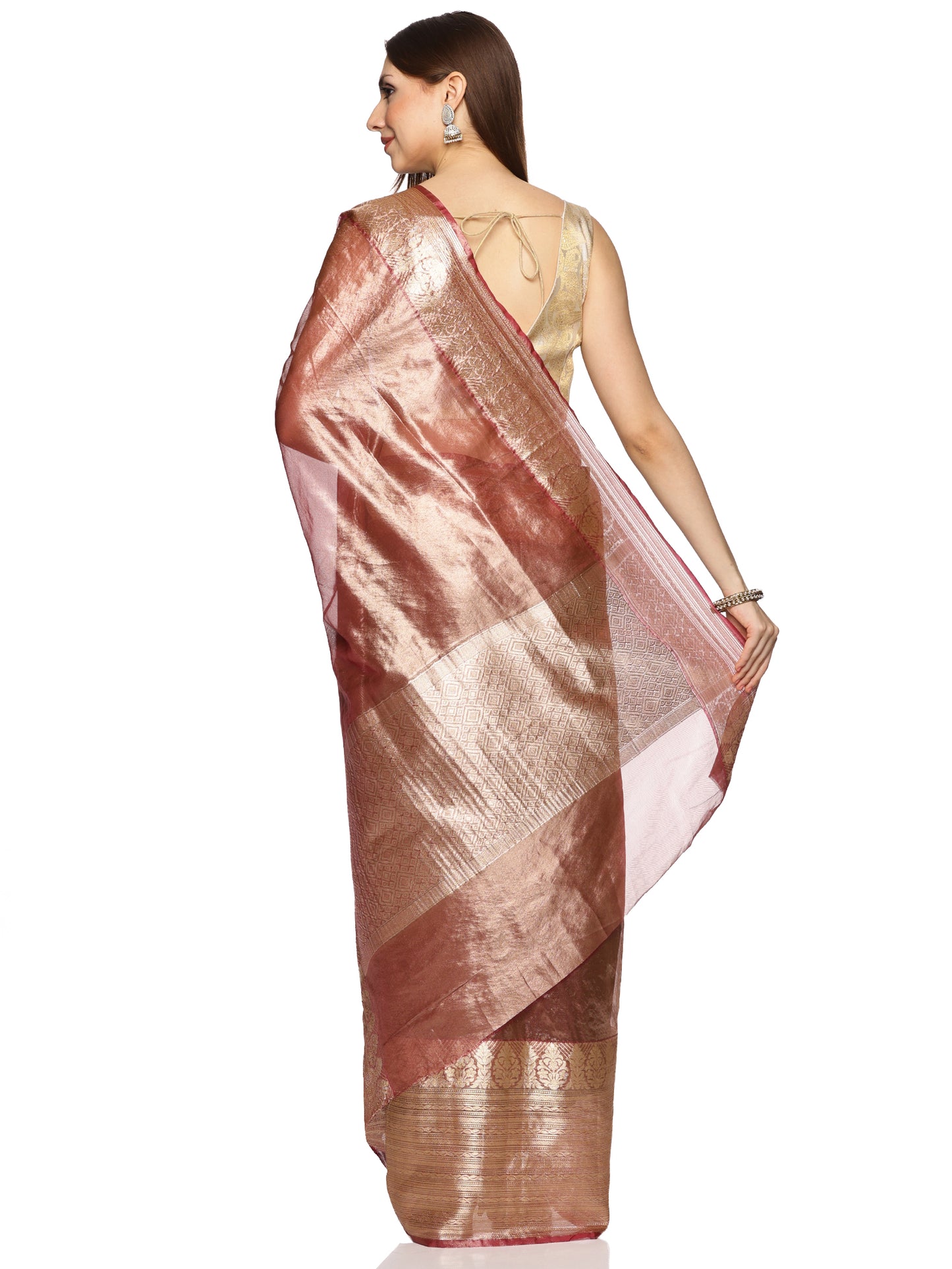 Pink and Gold Tissue Banarasi Saree