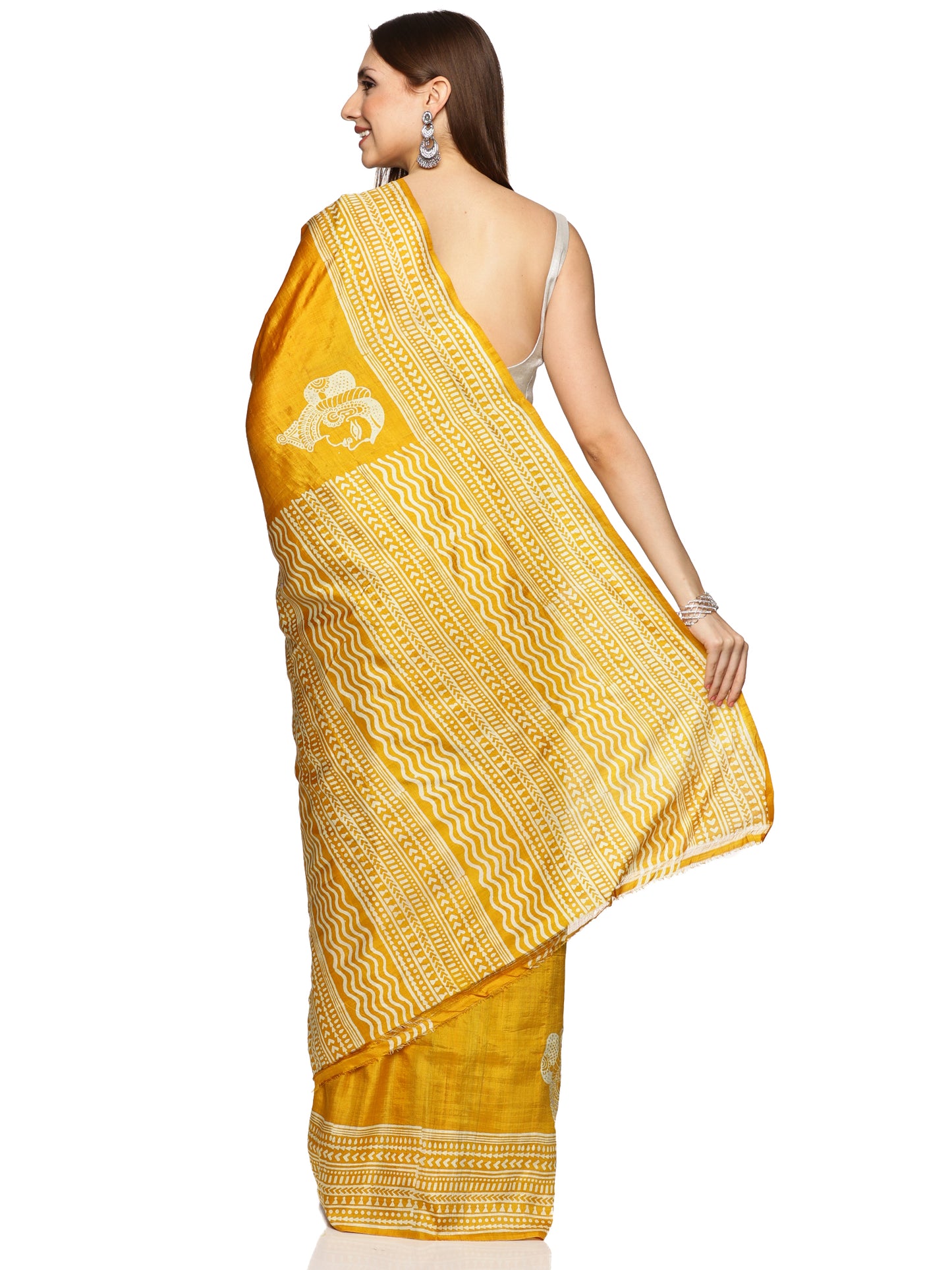 Yellow Bishnupur Silk Saree