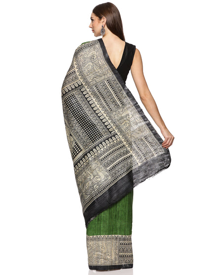 Silk mark pure gicha tussar saree geen
