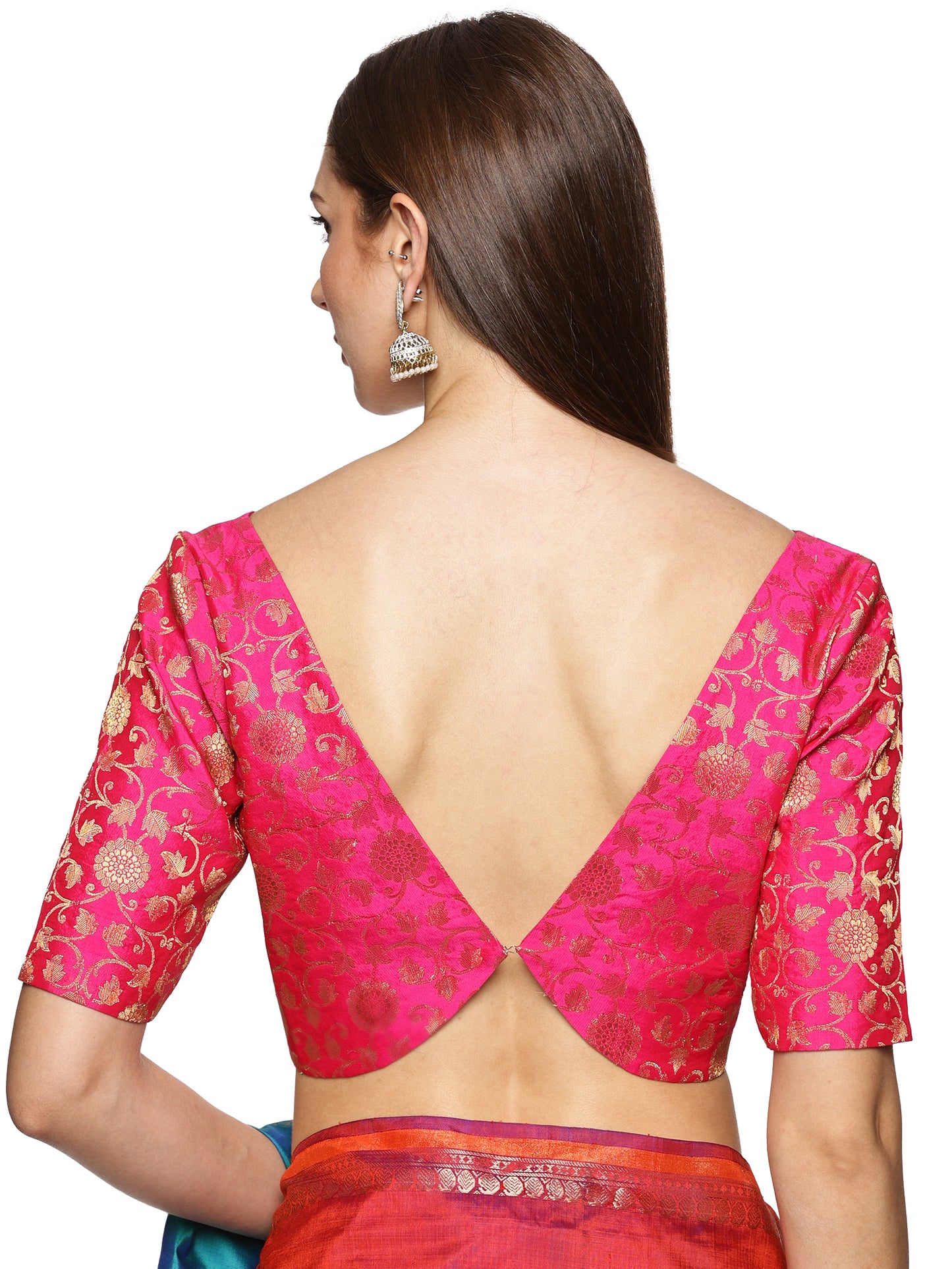 Pink and golden Banarasi Padded blouse