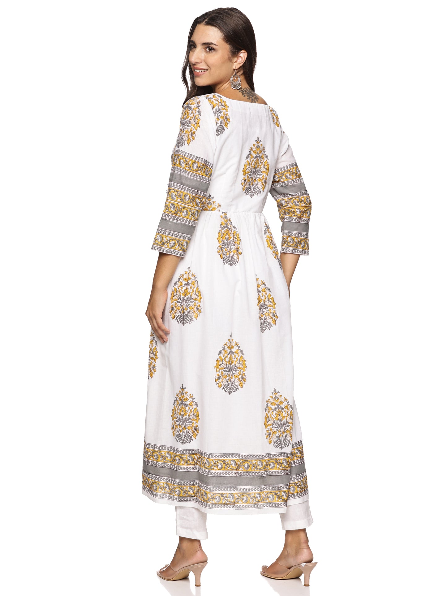 Block Printed Pure Cotton Long Dress