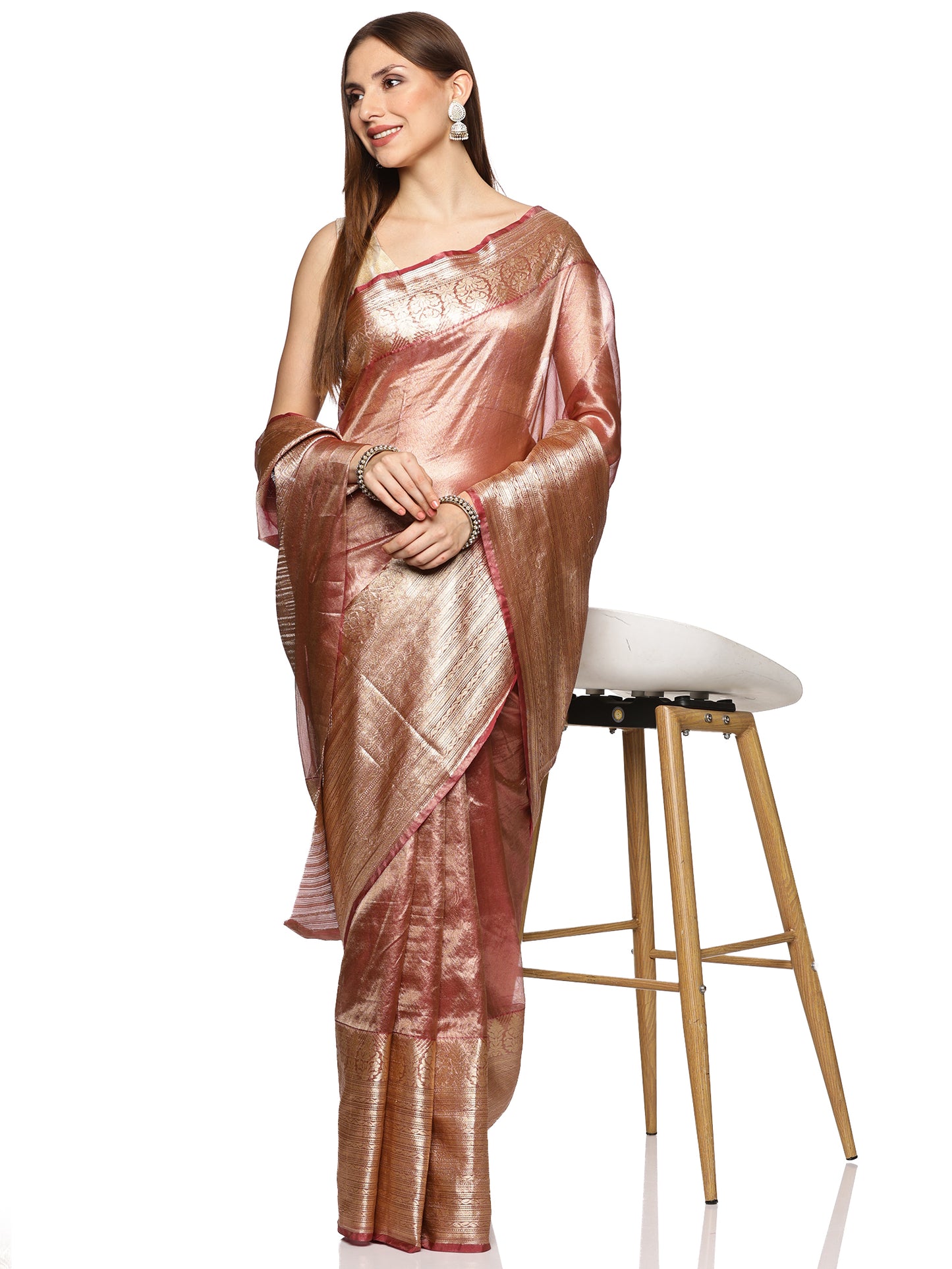 Pink and Gold Tissue Banarasi Saree