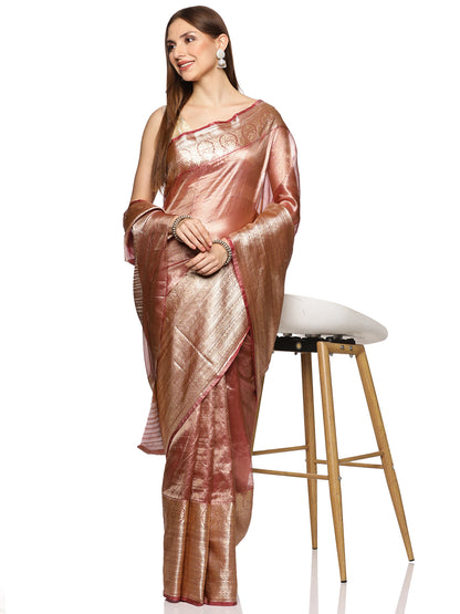 Pink and Gold Tissue Banarasi Saree