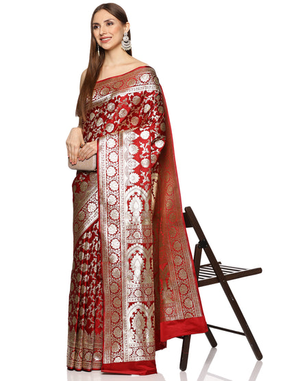 Red Pure Silk Banarasi Saree