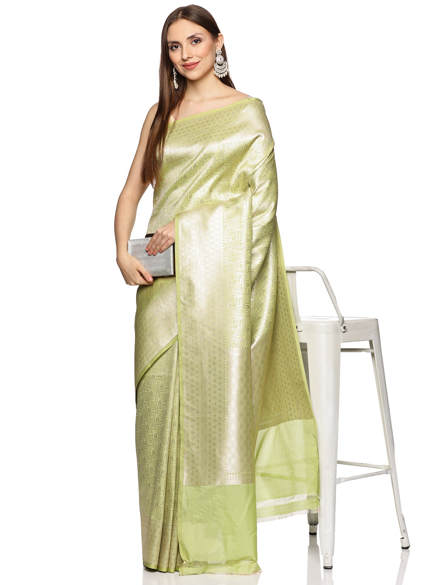 Light Green Pure Silk Tanchoi Brocade Banarasi Saree