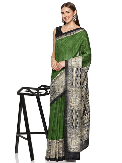 Silk mark pure gicha tussar saree geen
