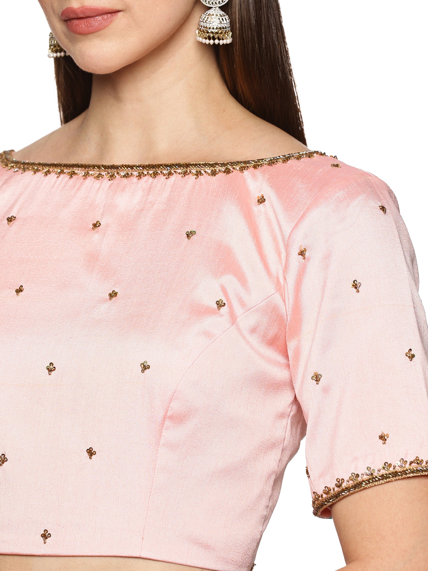 Boat Neck hand Embroidered Blouses