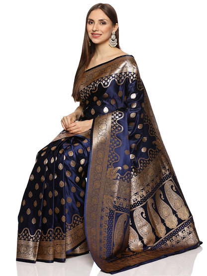 Blue Pure Silk Banarasi Saree