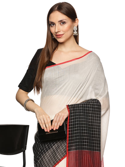 Black Pink Designer Malmal Cotton Saree