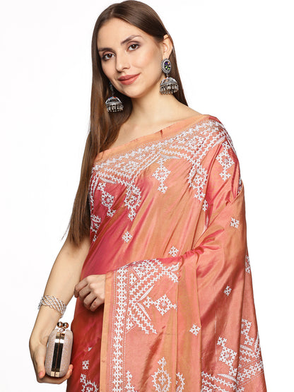 Pink Handloom Khadi Cotton Saree