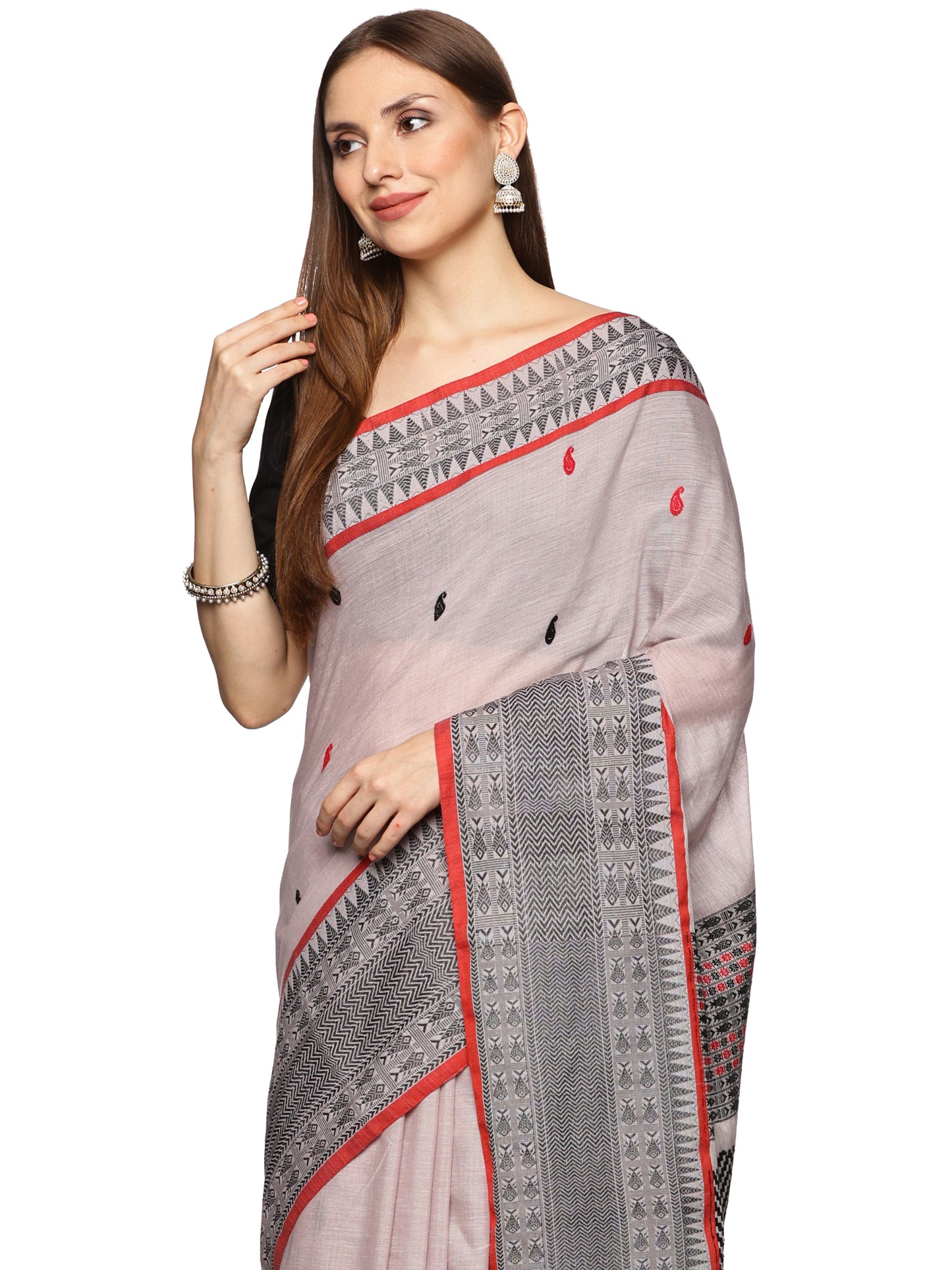 Black & Grey Handwoven Khadi Cotton Saree