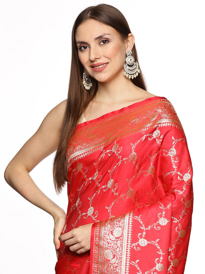 Red Pure Silk Banarasi Saree