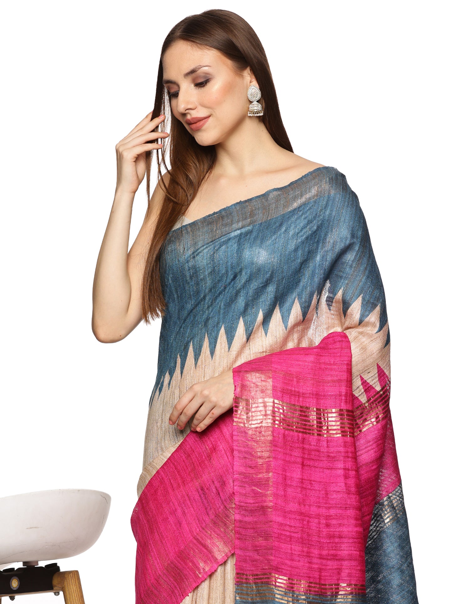 Pink & Blue Pure Gicha Tussar