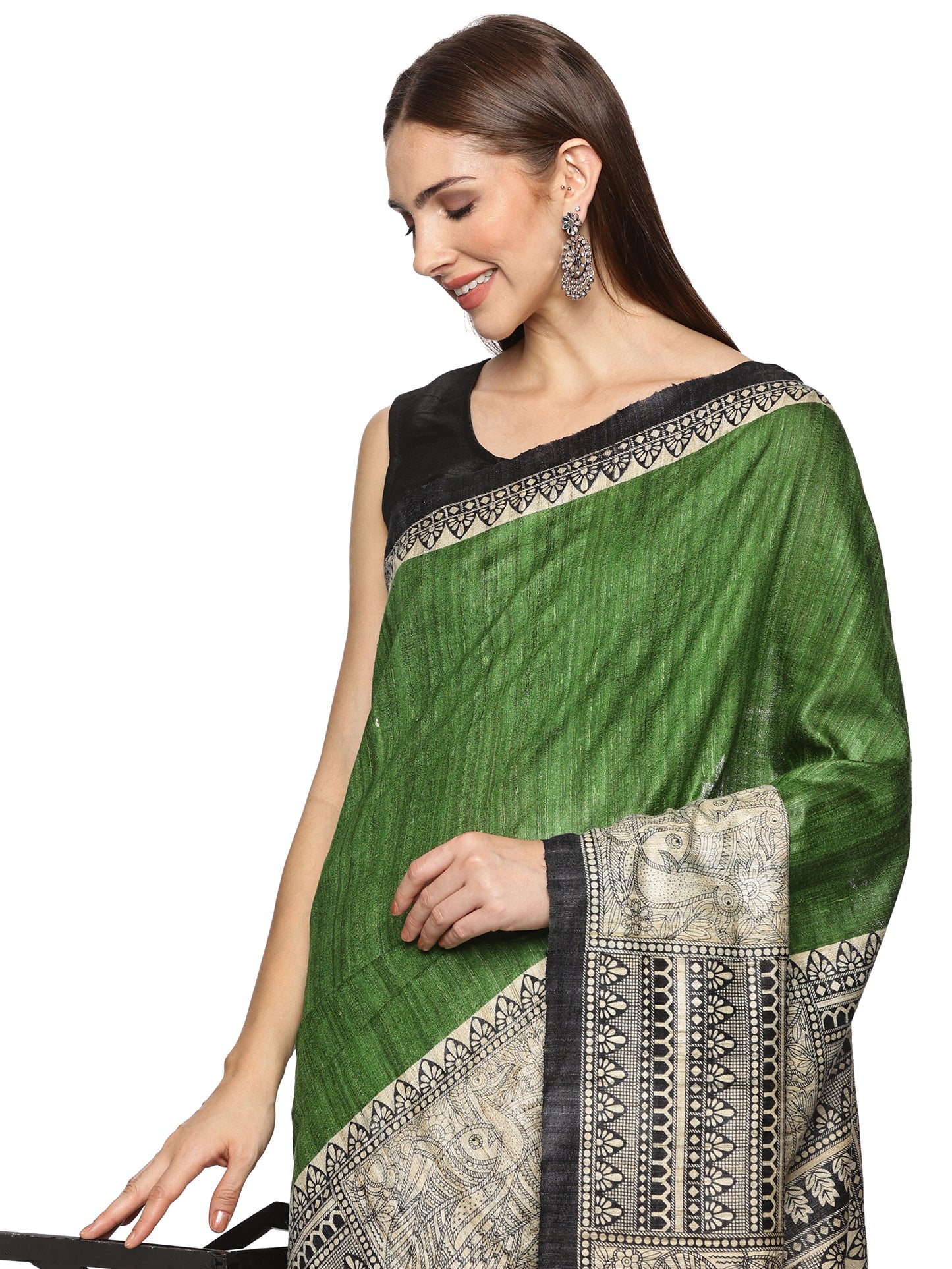 Silk mark pure gicha tussar saree geen