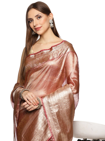 Pink and Gold Tissue Banarasi Saree