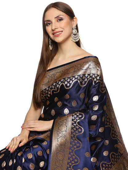 Blue Pure Silk Banarasi Saree