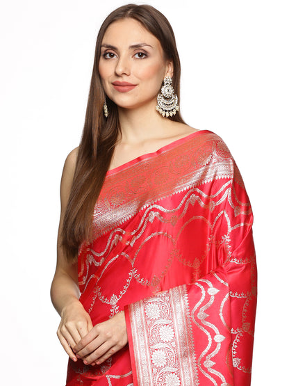 Red Pure Silk Banarasi Saree