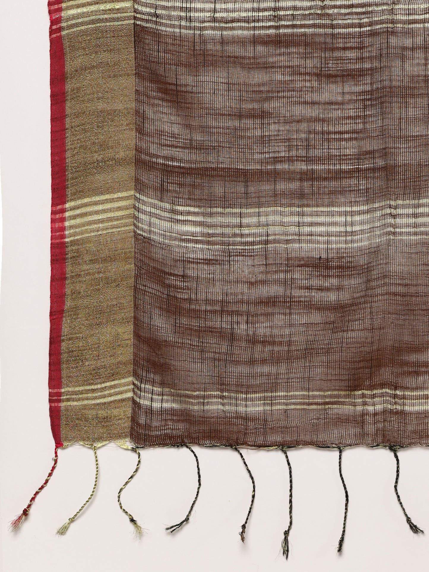 Brown Allover Jari Cotton Saree