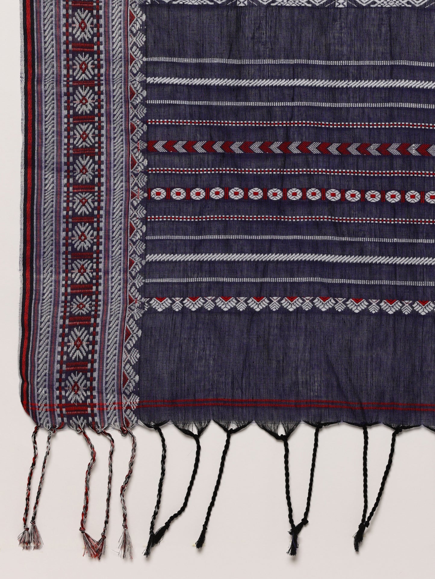 Navy blue Handwoven Khadi Cotton Saree