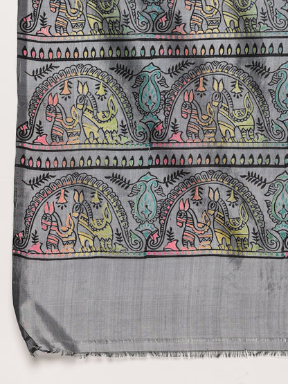 Grey Bishnupur Silk Saree