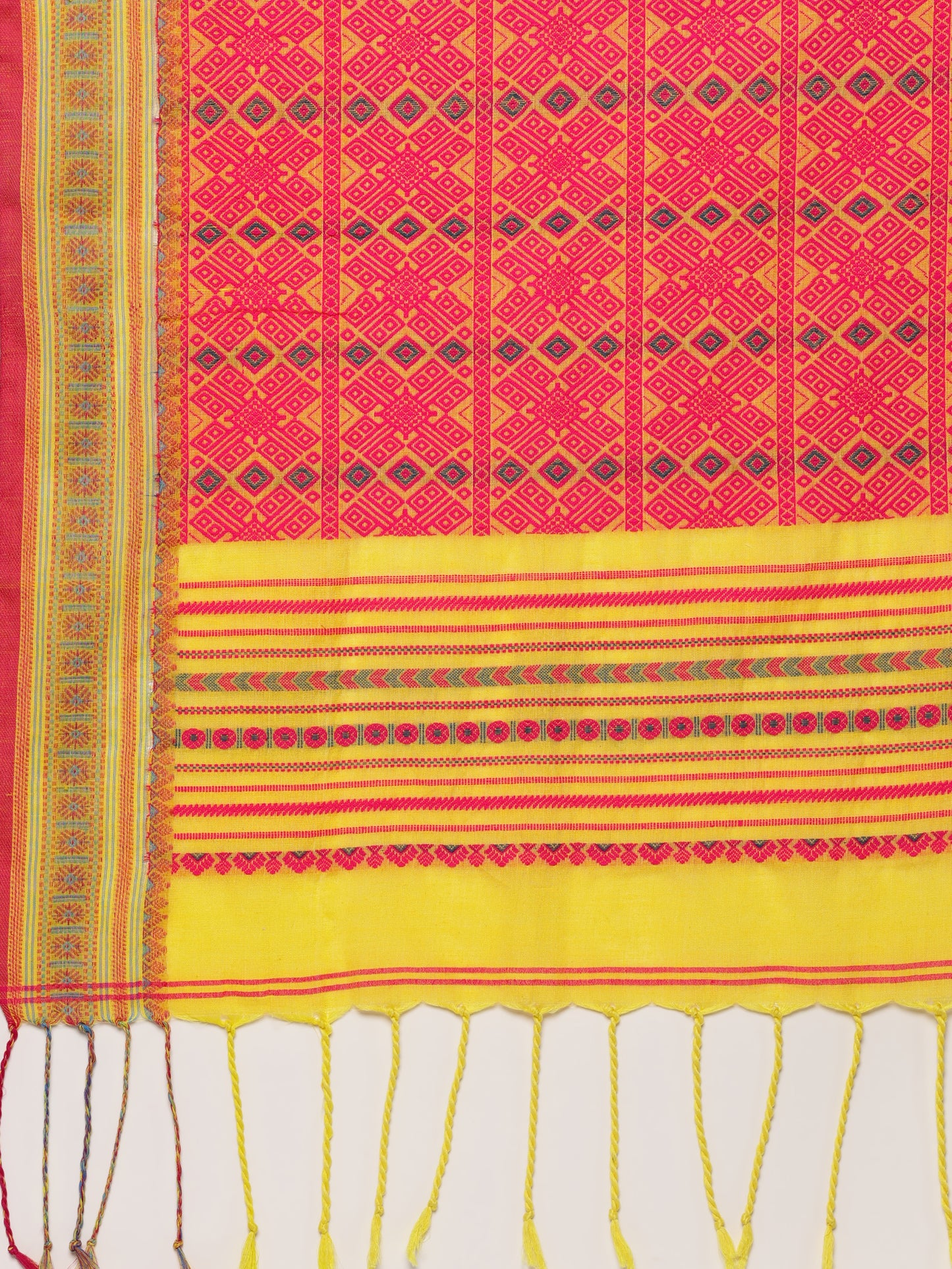 Pink Beige  Handwoven Kadi Cotton Saree