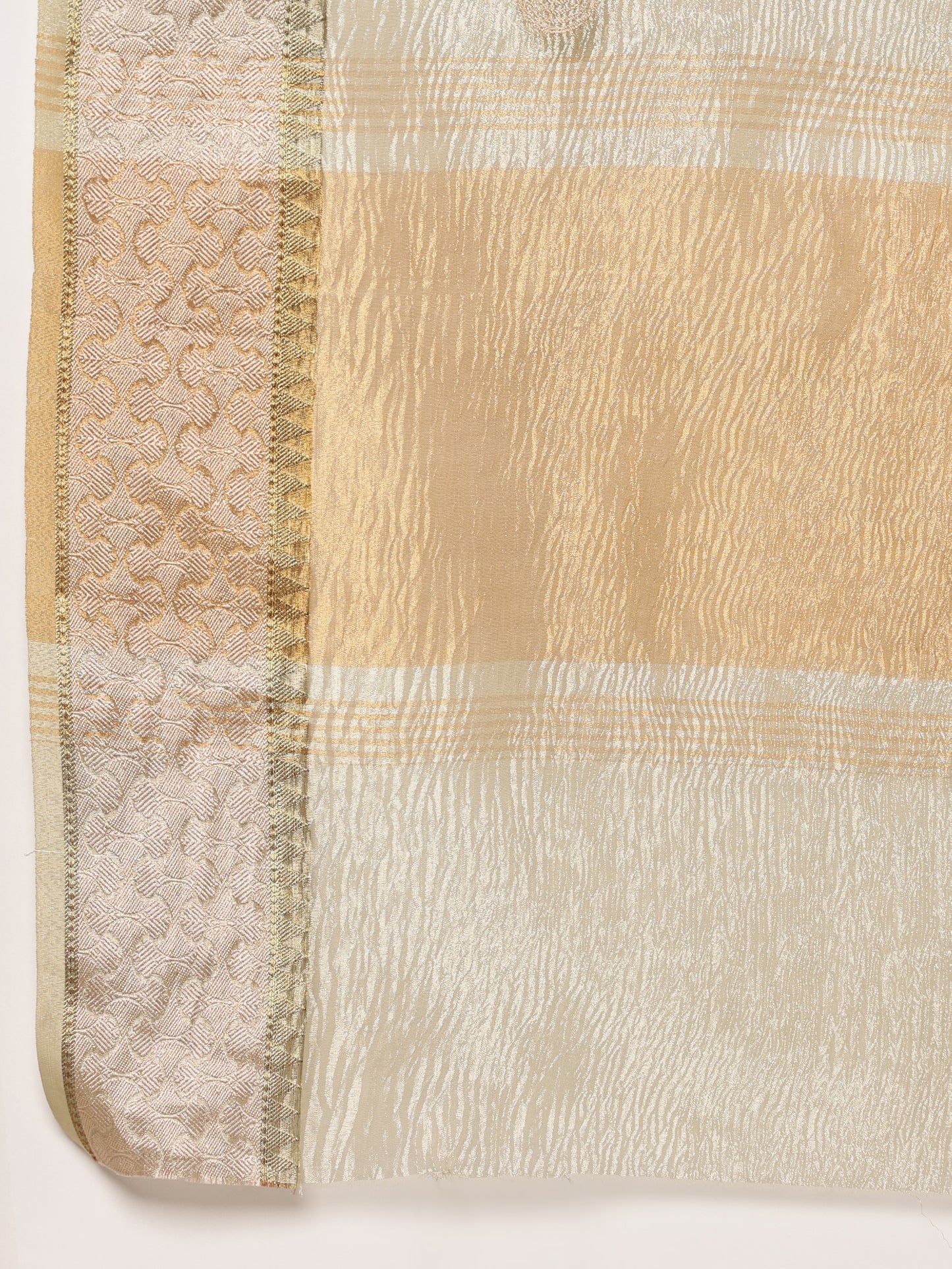 White and Gold Crushed Tissue Banarasi Saree