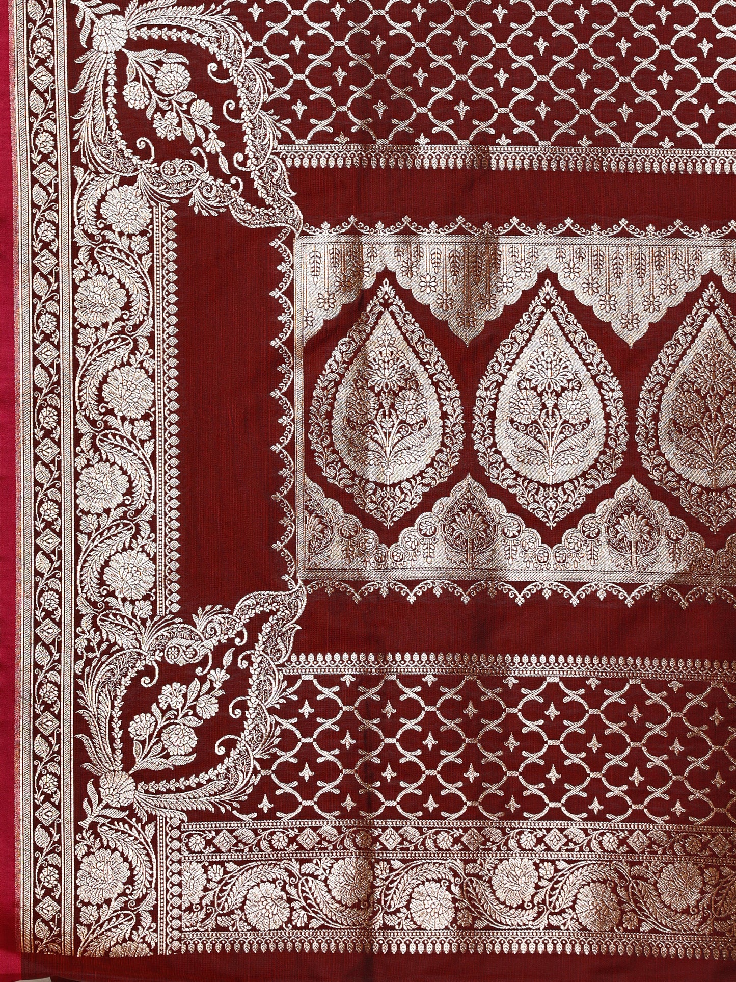 Maroon Pure Silk Banarasi Saree