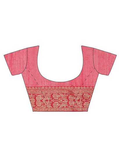 Pink Red Muslin Silk Jamdani Saree