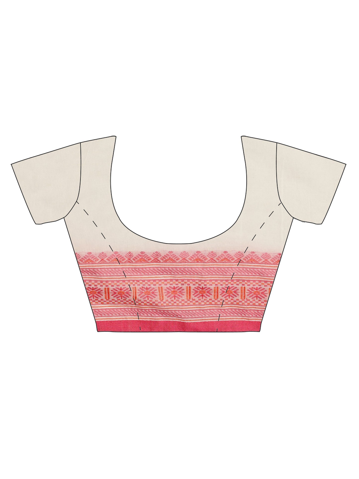 White Pink Handwoven Kadi Cotton Saree
