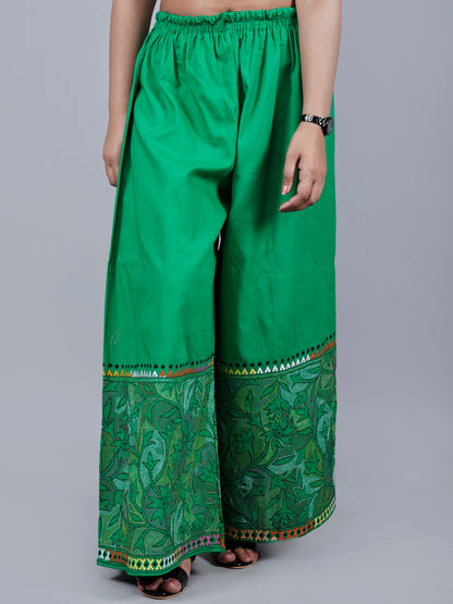Kantha work palazzo (parrot green)
