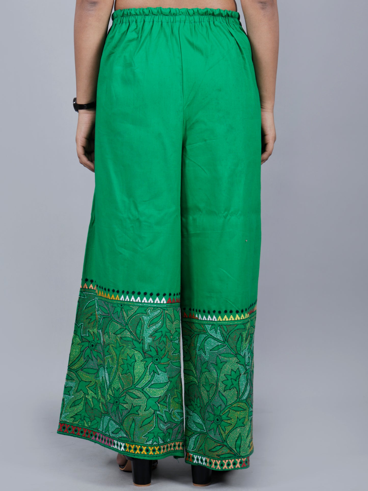 Kantha work palazzo (parrot green)