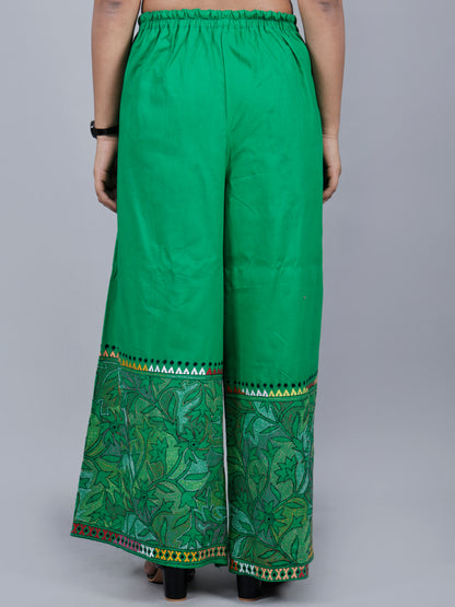 Kantha work palazzo (parrot green)