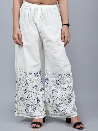 Kantha Work Palazzo (white and grey work)