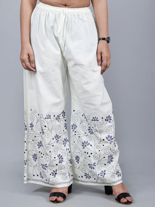 Kantha Work Palazzo (white and grey work)