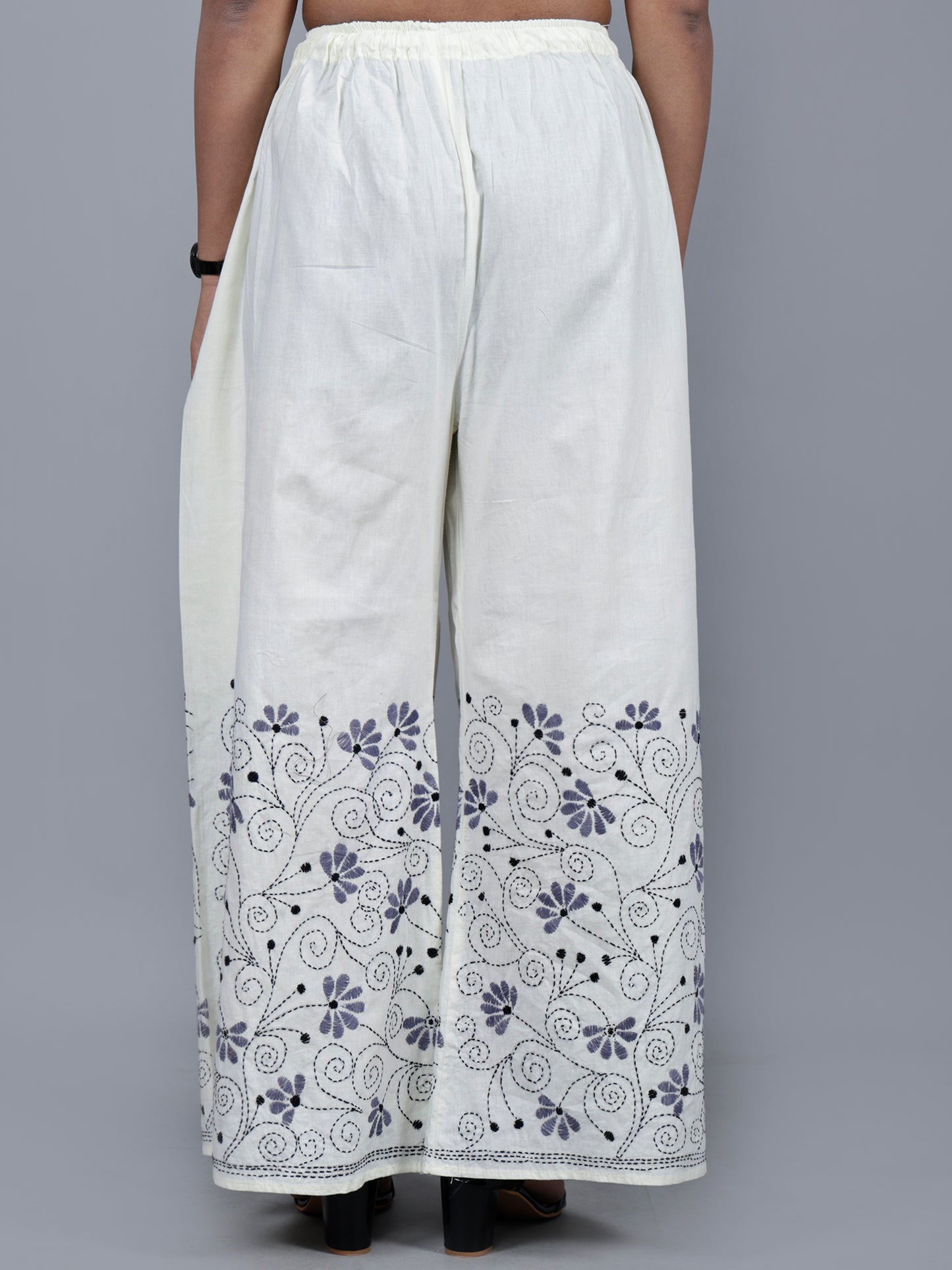 Kantha Work Palazzo (white and grey work)