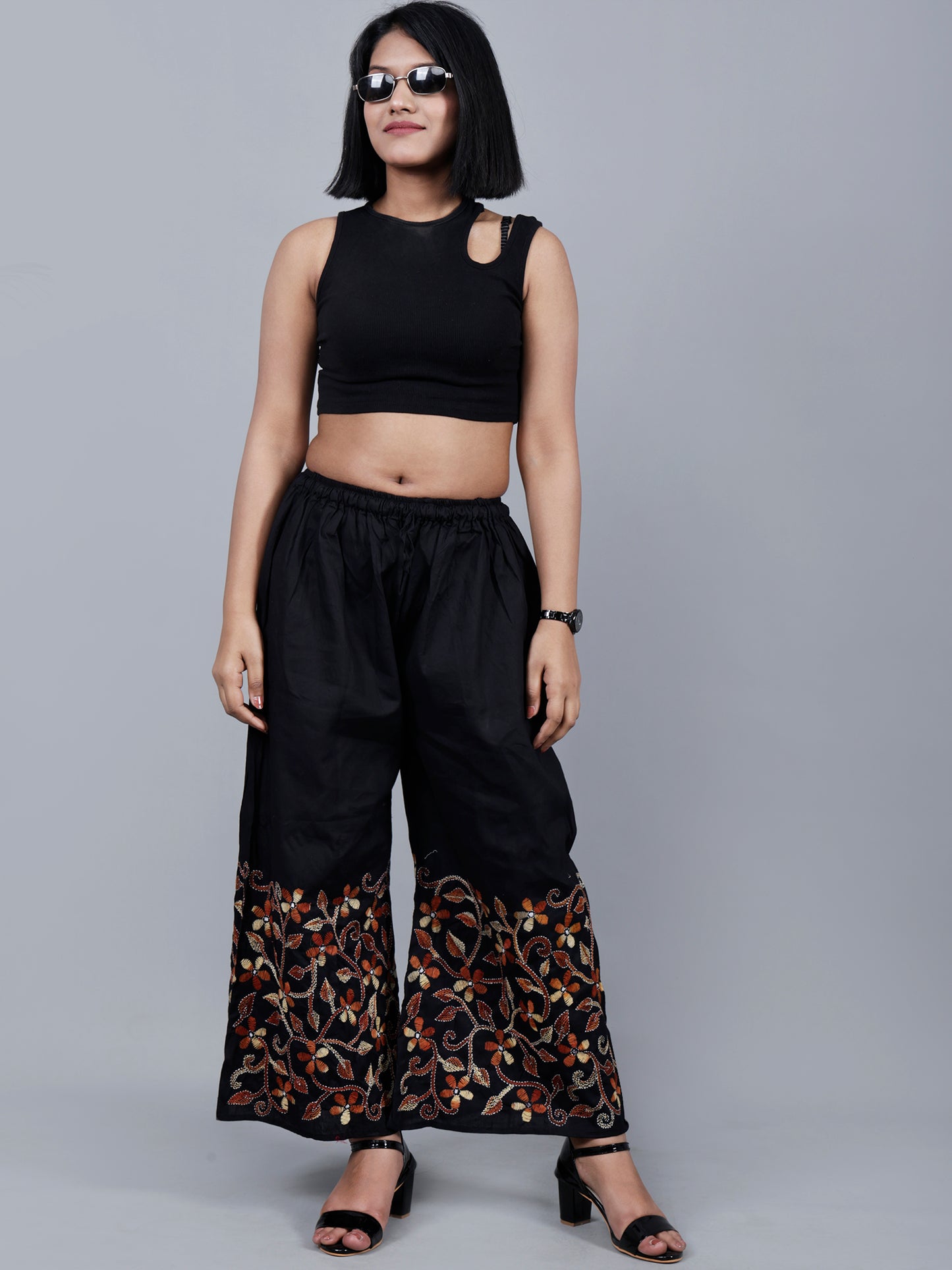 Kantha Work Palazzo (Black)
