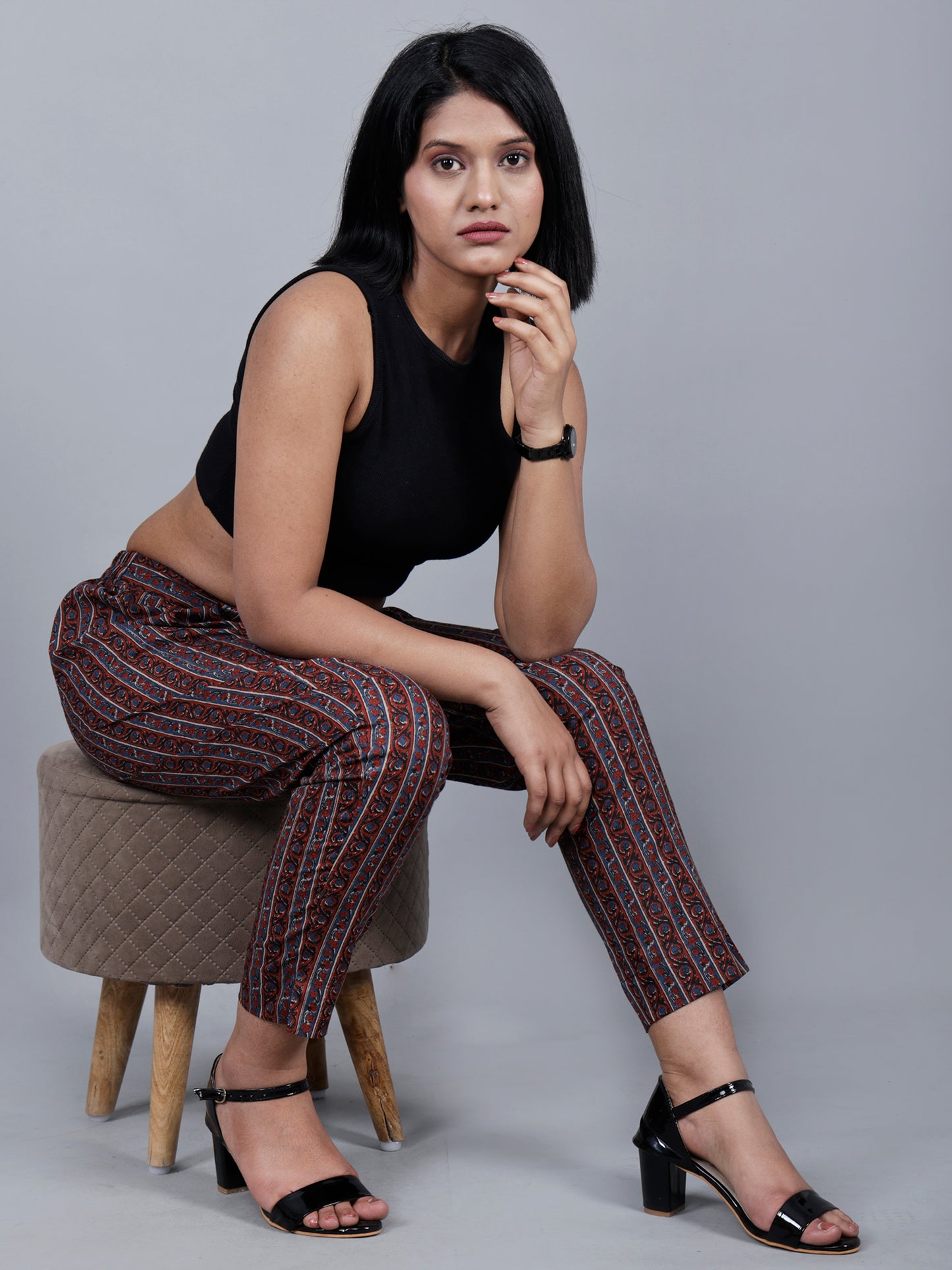 Straight Pant (blue & brown)