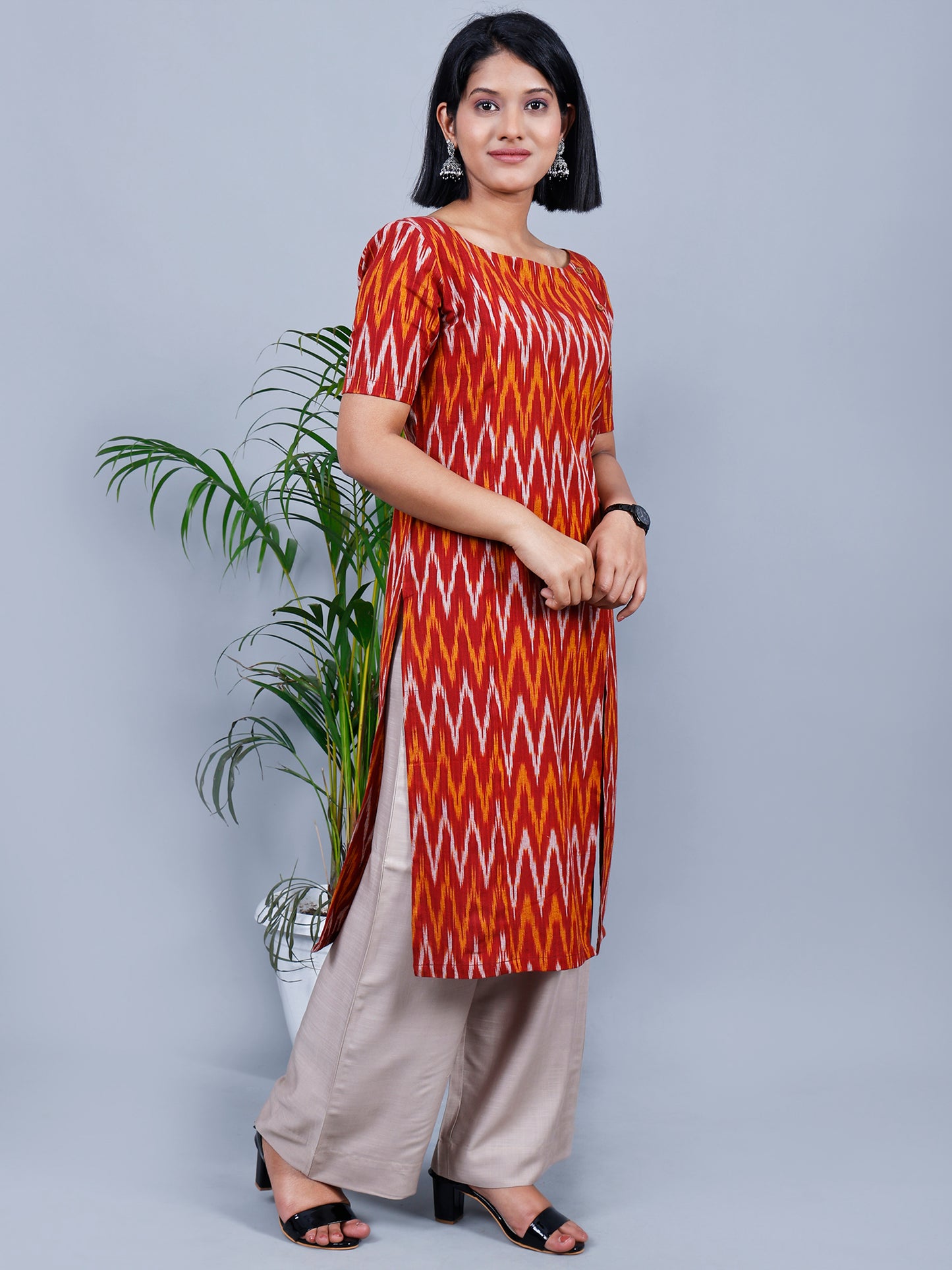 Ikat Kurta (Brown & Yellow)