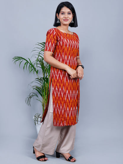 Ikat Kurta (Brown & Yellow)