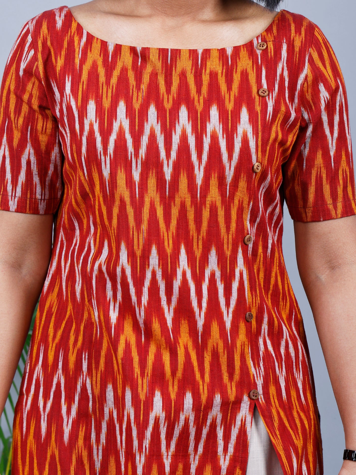 Ikat Kurta (Brown & Yellow)