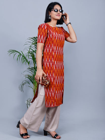 Ikat Kurta (Brown & Yellow)