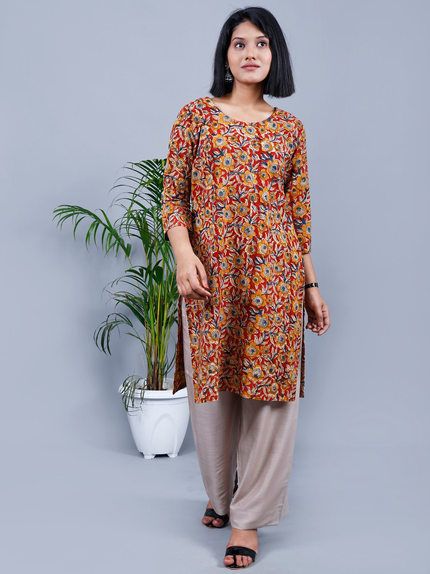 kalamkari Long Kurta (flower design)