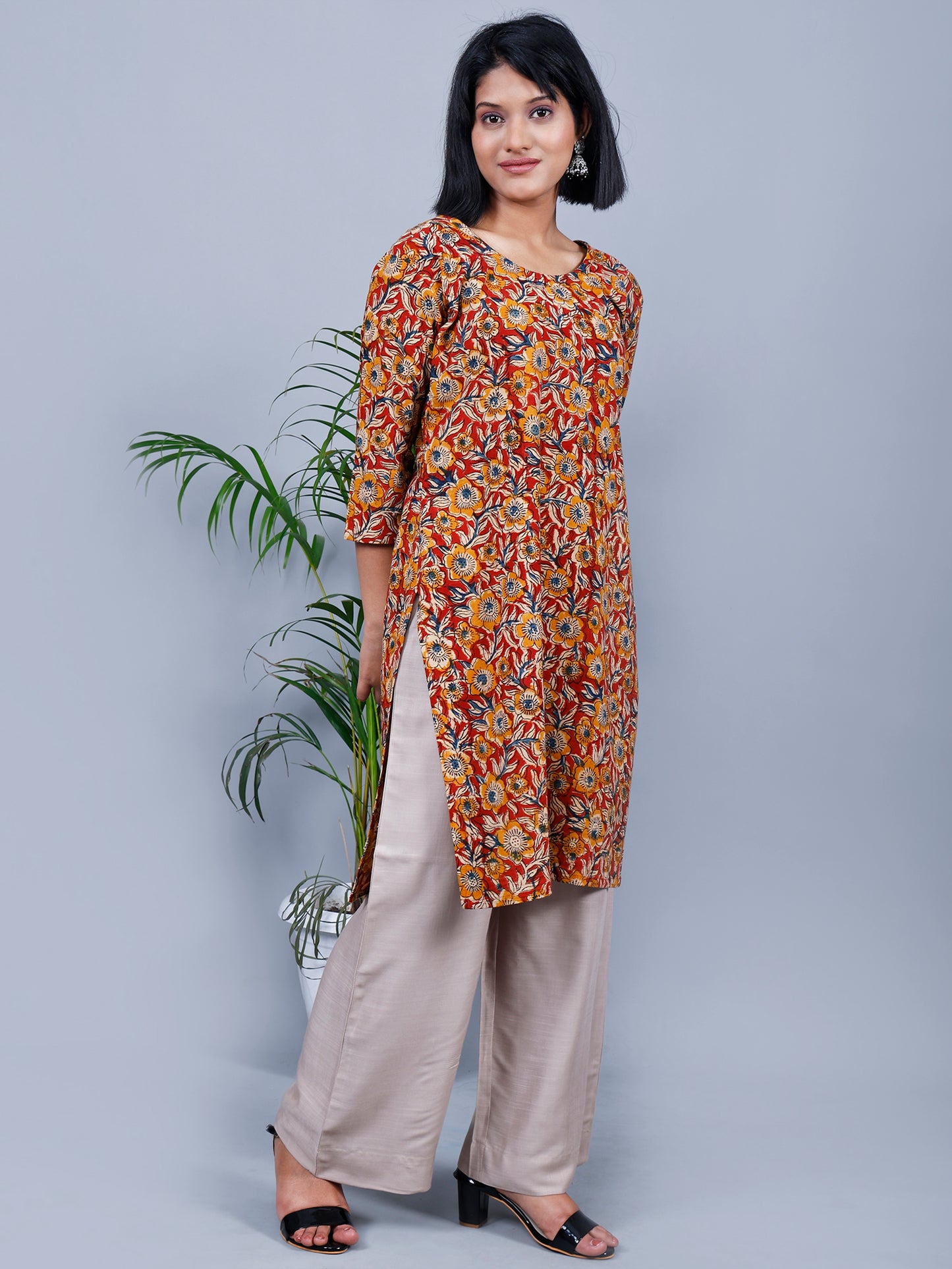 kalamkari Long Kurta (flower design)