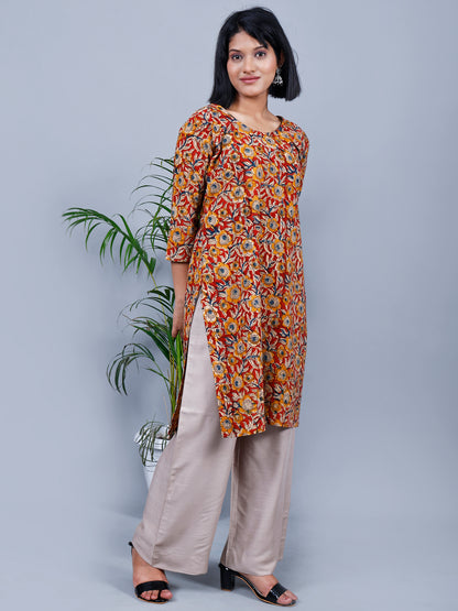 kalamkari Long Kurta (flower design)