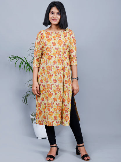 Pista Green Hand Block Printed Floral Designer kurta