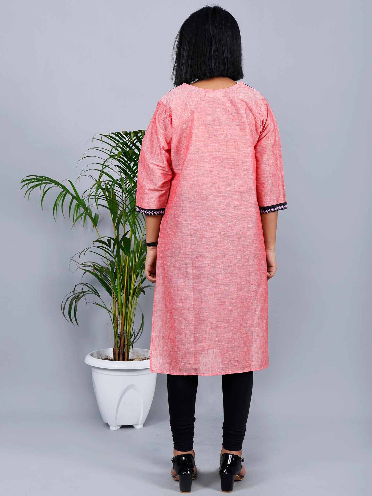 Carrot Pink Kantha Kurta