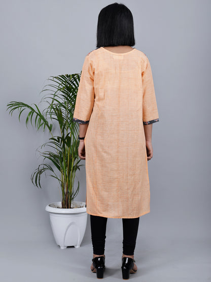 Orange Ajrak Cotton kurta