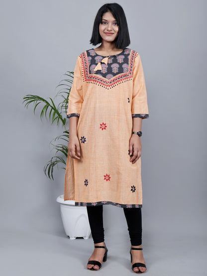 Orange Ajrak Cotton kurta